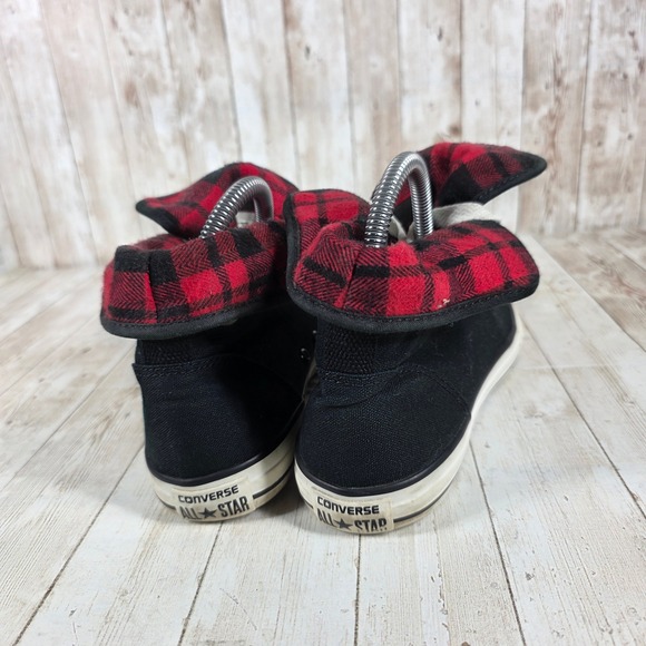 Converse All Star Roll Down‎ Top High Top Sneakers Black Red Plaid Size 6 - Picture 3 of 8